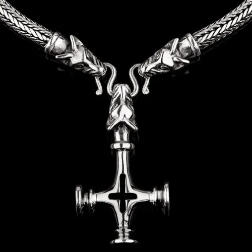 Large Icelandic Thors Hammer Wolf Cross Northan Viking Silver Necklaces