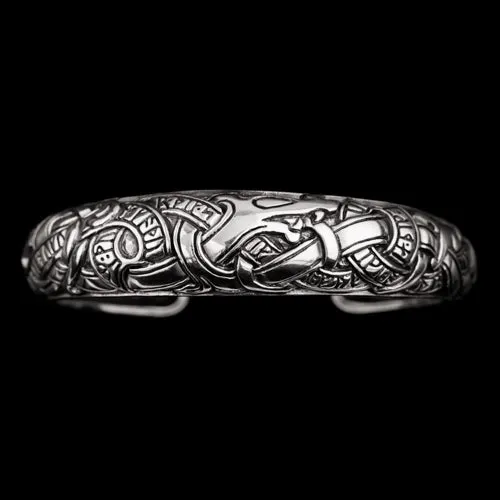Northan Viking Silver Necklaces Viking Dragon Armring With Runes