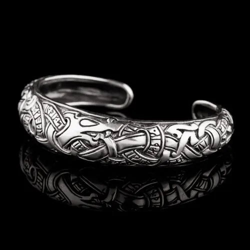 Northan Viking Silver Necklaces Viking Dragon Armring With Runes