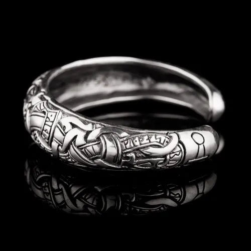 Northan Viking Silver Necklaces Viking Dragon Armring With Runes