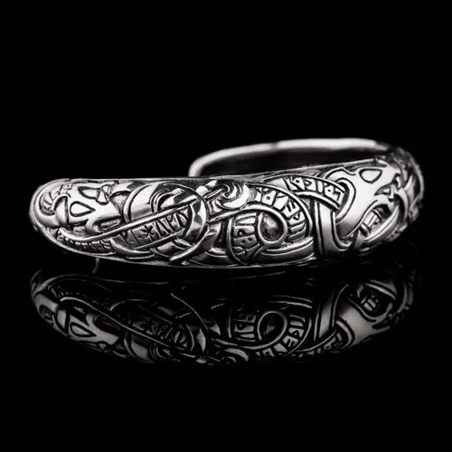 Northan Viking Silver Necklaces Viking Dragon Armring With Runes