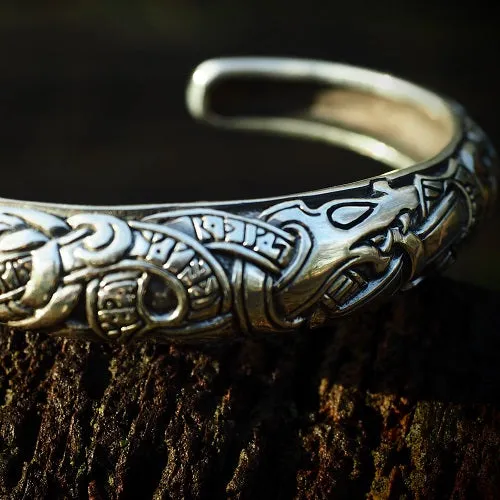 Northan Viking Silver Necklaces Viking Dragon Armring With Runes