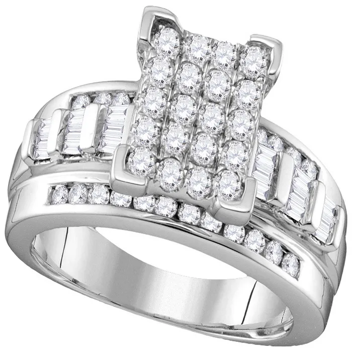 Rings 10kt White Gold Womens Round Diamond Rectangle Cluster Bridal Wedding Engagement Ring 78 Cttw Size 7 mayamila Rings 10kt White Gold Womens Round Diamond Rectangle Cluster Bridal Wedding Engagement Ring 78 Cttw Size 7 mayamila