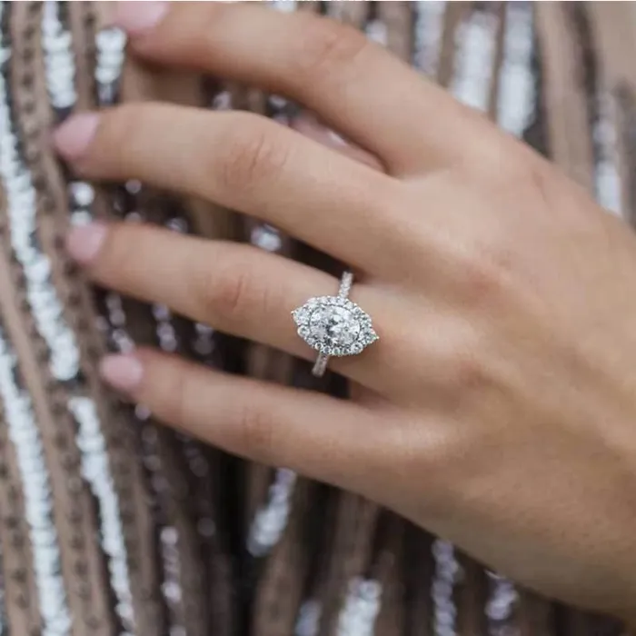 Rings 3PCS Oval Cut Sterling Silver Wedding Bridal Set in Sterling Silver Shineofdiamond