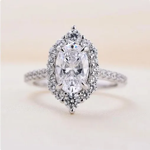 Rings 3PCS Oval Cut Sterling Silver Wedding Bridal Set in Sterling Silver Shineofdiamond