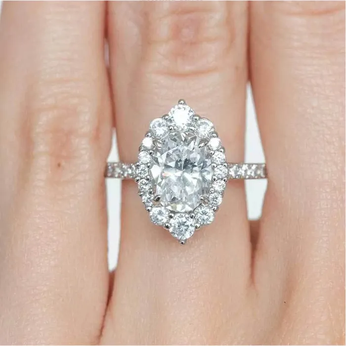 Rings 3PCS Oval Cut Sterling Silver Wedding Bridal Set in Sterling Silver Shineofdiamond
