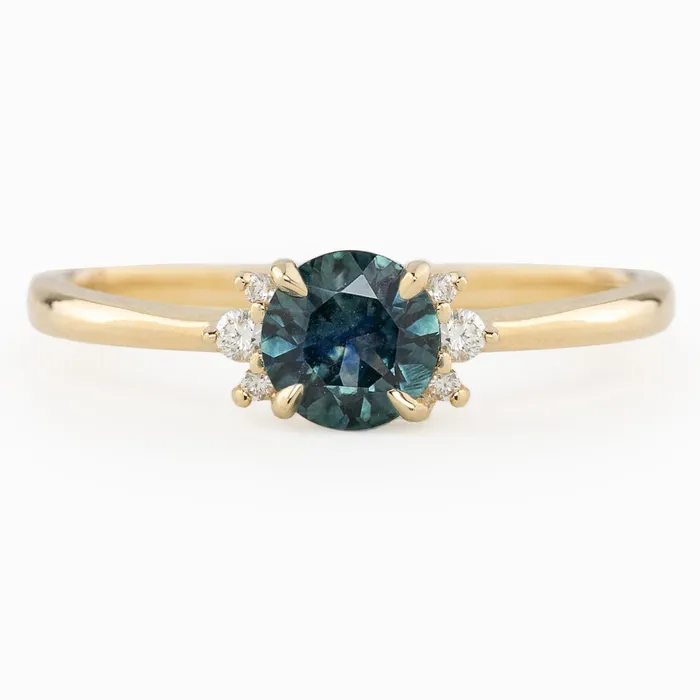 Rings Envero Jewelry Lena Ring 060ct Teal Blue Montana Sapphire 14k Yellow Gold