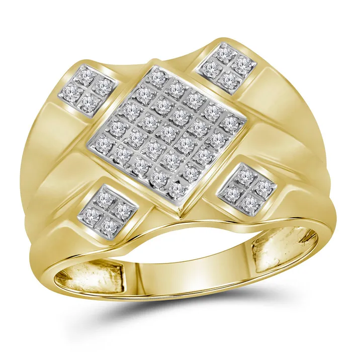 Rings mayamila 10kt Yellow Gold Mens Round Diamond Diagonal Square Cluster Ring 13 Cttw Rings mayamila 10kt Yellow Gold Mens Round Diamond Diagonal Square Cluster Ring 13 Cttw