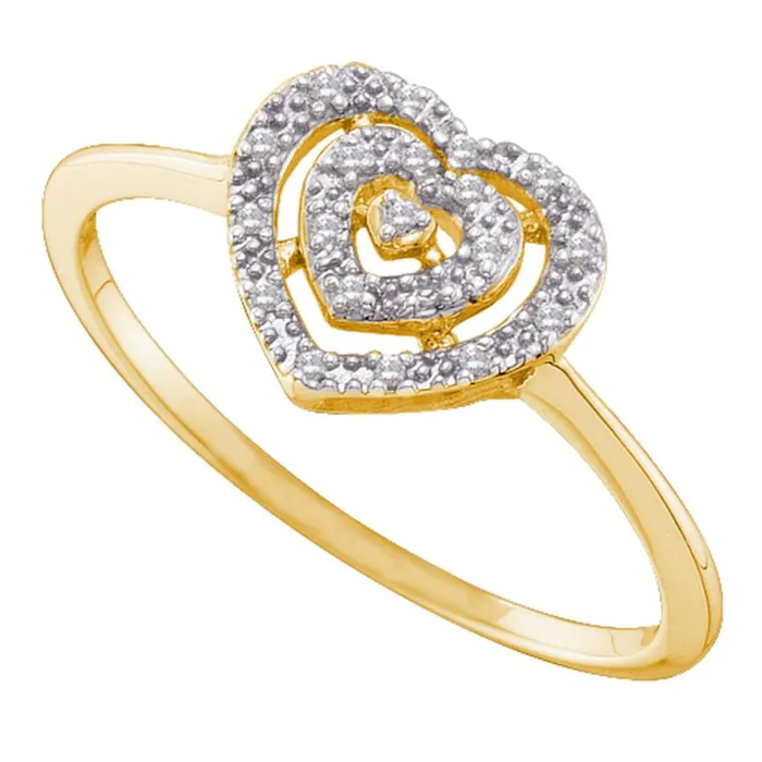 Rings mayamila 10kt Yellow Gold Womens Round Diamond Slender Heart Cluster Ring 120 Cttw Rings mayamila 10kt Yellow Gold Womens Round Diamond Slender Heart Cluster Ring 120 Cttw
