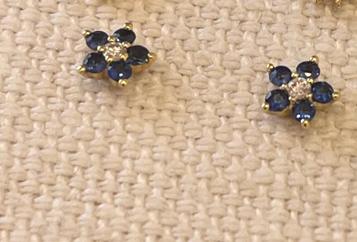 Zofia Day Earrings Tiny Sapphire Flower Studs
