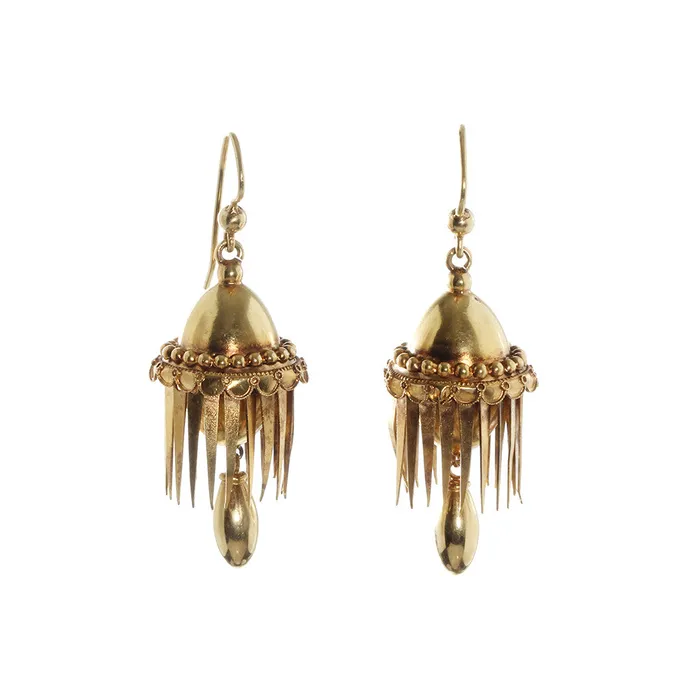 Bell Bird Antiques Earrings Victorian Era Tassel Drop Earrings
