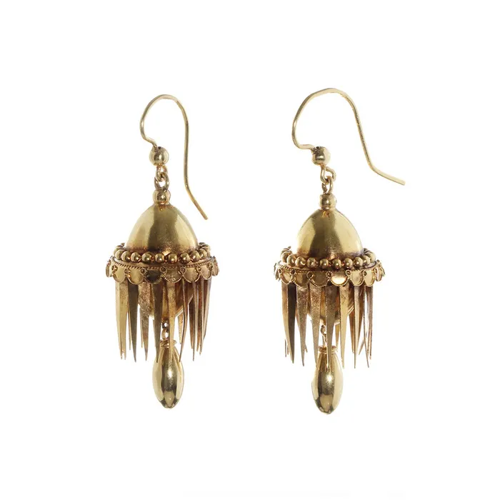 Bell Bird Antiques Earrings Victorian Era Tassel Drop Earrings
