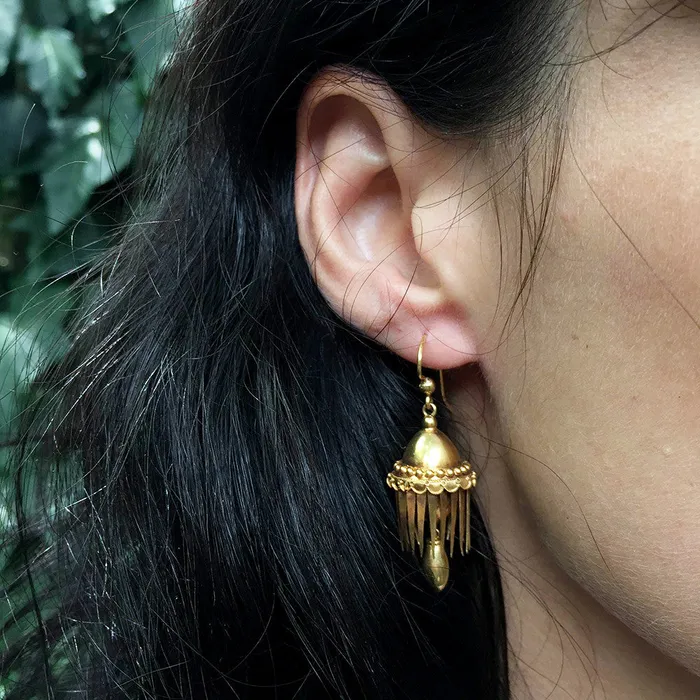 Bell Bird Antiques Earrings Victorian Era Tassel Drop Earrings