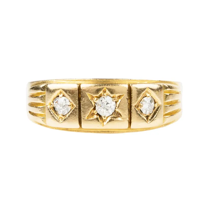 Bell Bird Antiques Rings Late Victorian Three stone diamond ring