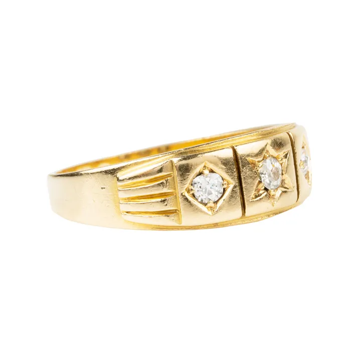 Bell Bird Antiques Rings Late Victorian Three stone diamond ring