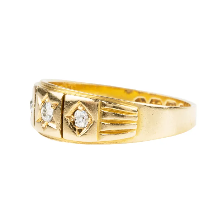 Bell Bird Antiques Rings Late Victorian Three stone diamond ring