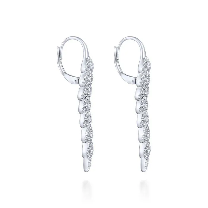 Earrings GABRIEL CO 14K White Gold Elongated Vertical Diamond Branch Drop Earrings Earrings GABRIEL CO 14K White Gold Elongated Vertical Diamond Branch Drop Earrings