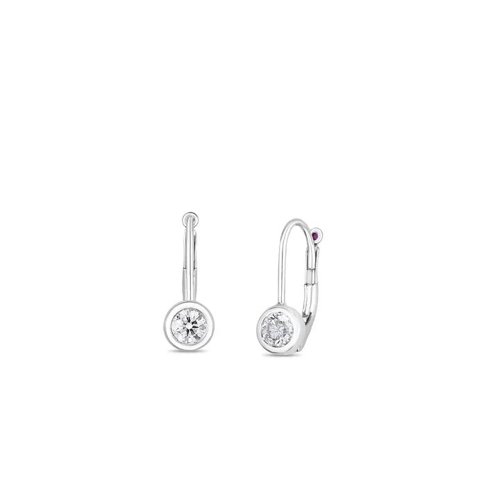 Earrings Roberto Coin Bezel Set Diamond Huggie Earrings