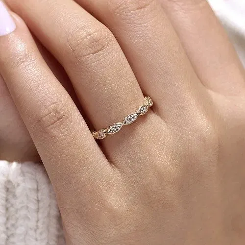 GABRIEL CO Rings 14K Yellow Gold Diamond Bujukan Marquise Station Ring