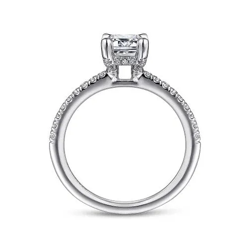 GABRIEL CO Rings Franka 14K White Gold Emerald Cut Diamond Engagement Ring Setting Only