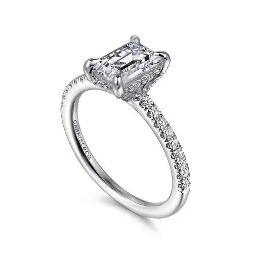 GABRIEL CO Rings Franka 14K White Gold Emerald Cut Diamond Engagement Ring Setting Only