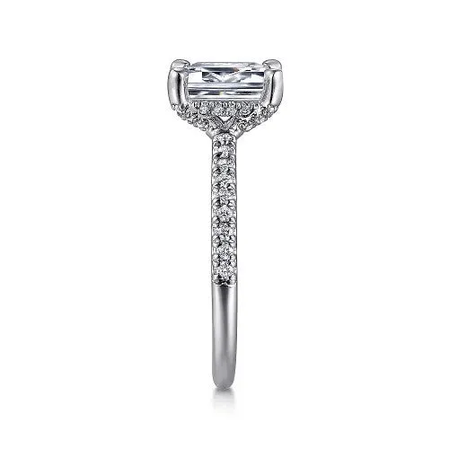 GABRIEL CO Rings Franka 14K White Gold Emerald Cut Diamond Engagement Ring Setting Only