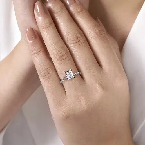 GABRIEL CO Rings Franka 14K White Gold Emerald Cut Diamond Engagement Ring Setting Only