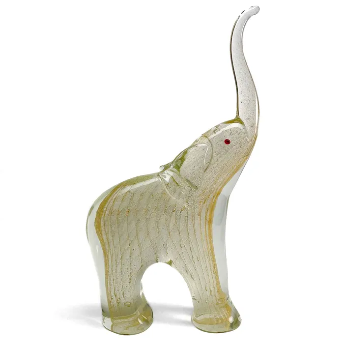 Necklaces Tagliapietra Andrea Elephant with Gold Leaf Murano Glass