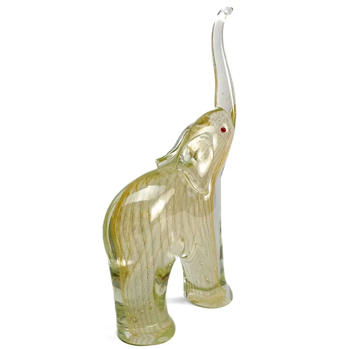 Necklaces Tagliapietra Andrea Elephant with Gold Leaf Murano Glass