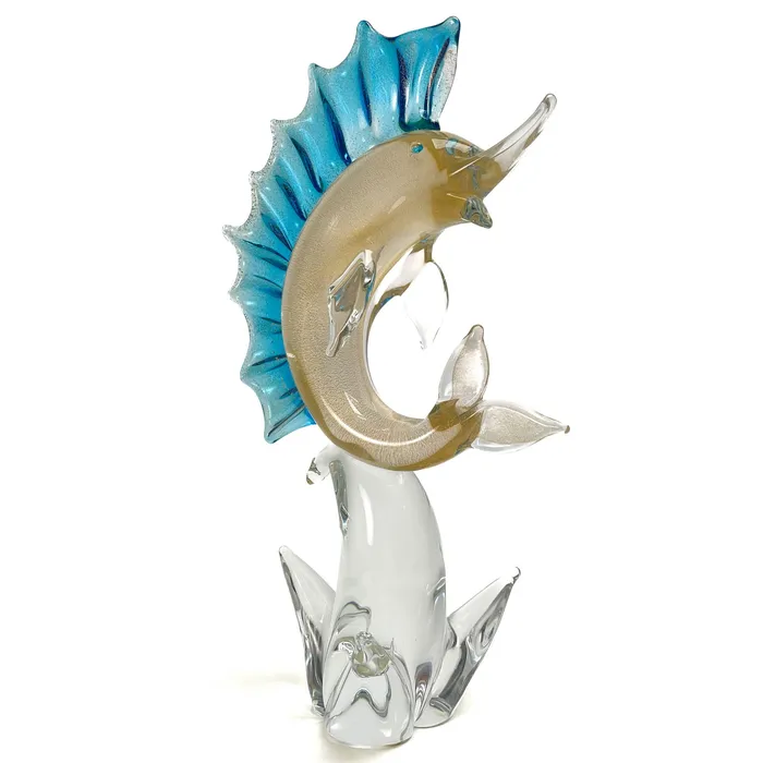 Tagliapietra Andrea Crystal and Gold Marlin Necklaces