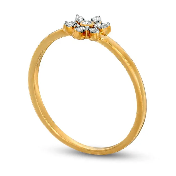 007 CT TW Natural Diamond Flower Ring in Solid 10K Yellow Gold Goldia Rings 007 CT TW Natural Diamond Flower Ring in Solid 10K Yellow Gold Goldia Rings