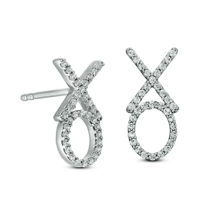 02 CT TW Diamond XO Drop Earrings in 10K White Gold Goldia Earrings