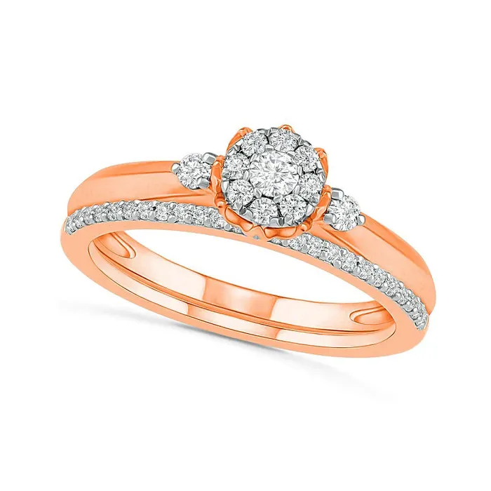 033 CT TW Composite Natural Diamond Bridal Engagement Ring Set in Solid 10K Rose Gold Goldia Rings 033 CT TW Composite Natural Diamond Bridal Engagement Ring Set in Solid 10K Rose Gold Goldia Rings