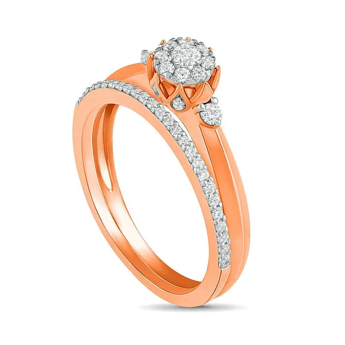 033 CT TW Composite Natural Diamond Bridal Engagement Ring Set in Solid 10K Rose Gold Goldia Rings 033 CT TW Composite Natural Diamond Bridal Engagement Ring Set in Solid 10K Rose Gold Goldia Rings