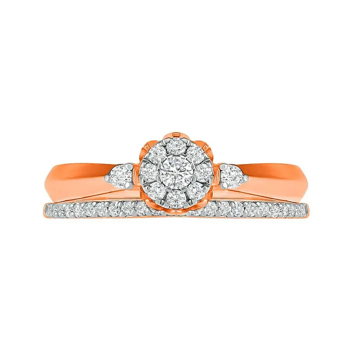 033 CT TW Composite Natural Diamond Bridal Engagement Ring Set in Solid 10K Rose Gold Goldia Rings 033 CT TW Composite Natural Diamond Bridal Engagement Ring Set in Solid 10K Rose Gold Goldia Rings