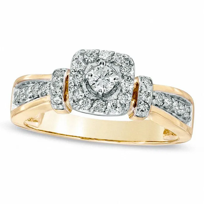 033 CT TW Natural Diamond Collar Engagement Ring in Solid 10K Yellow Gold Goldia Rings 033 CT TW Natural Diamond Collar Engagement Ring in Solid 10K Yellow Gold Goldia Rings