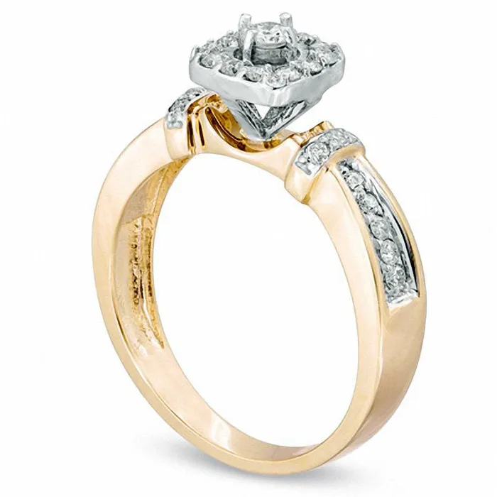 033 CT TW Natural Diamond Collar Engagement Ring in Solid 10K Yellow Gold Goldia Rings 033 CT TW Natural Diamond Collar Engagement Ring in Solid 10K Yellow Gold Goldia Rings
