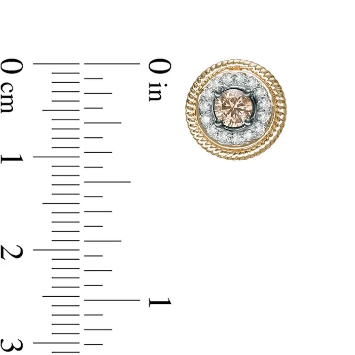 075 CT TW Champagne and White Diamond Rope Frame Stud Earrings in 14K Gold Goldia Earrings 075 CT TW Champagne and White Diamond Rope Frame Stud Earrings in 14K Gold Goldia Earrings
