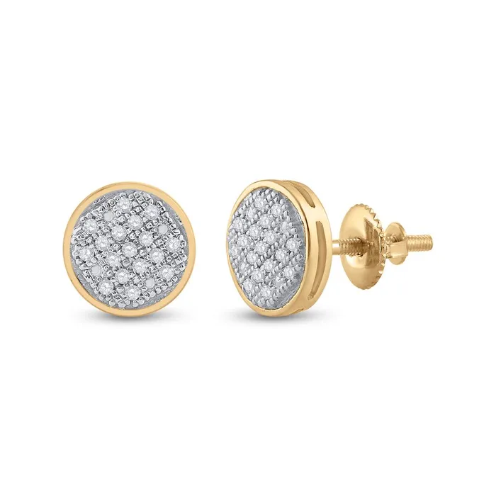 10k Yellow Gold Round Diamond Circle Cluster Earrings 110 Cttw gndatlanta Earrings