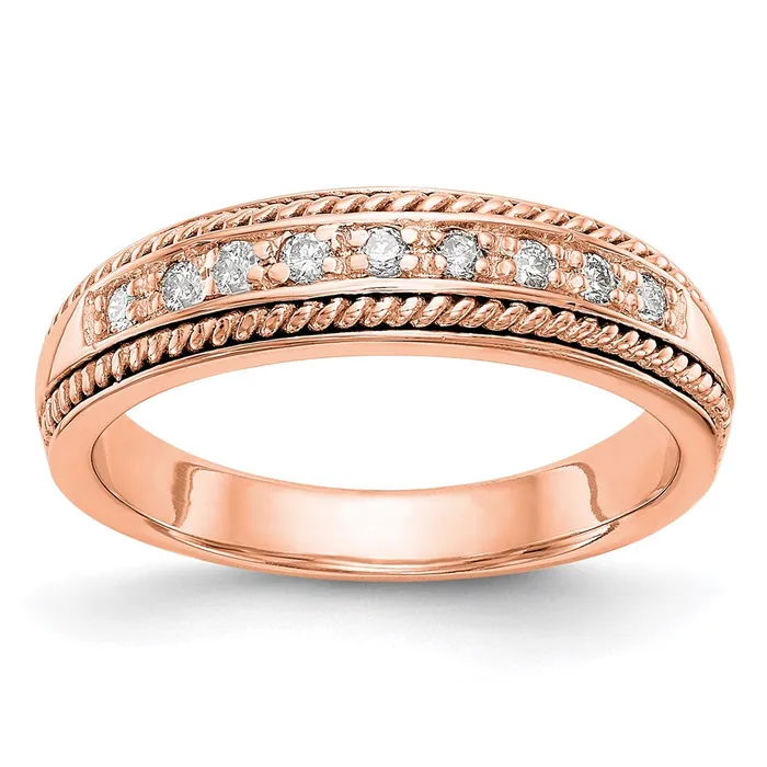 14K Rose Gold Real Diamond Band Goldia Rings