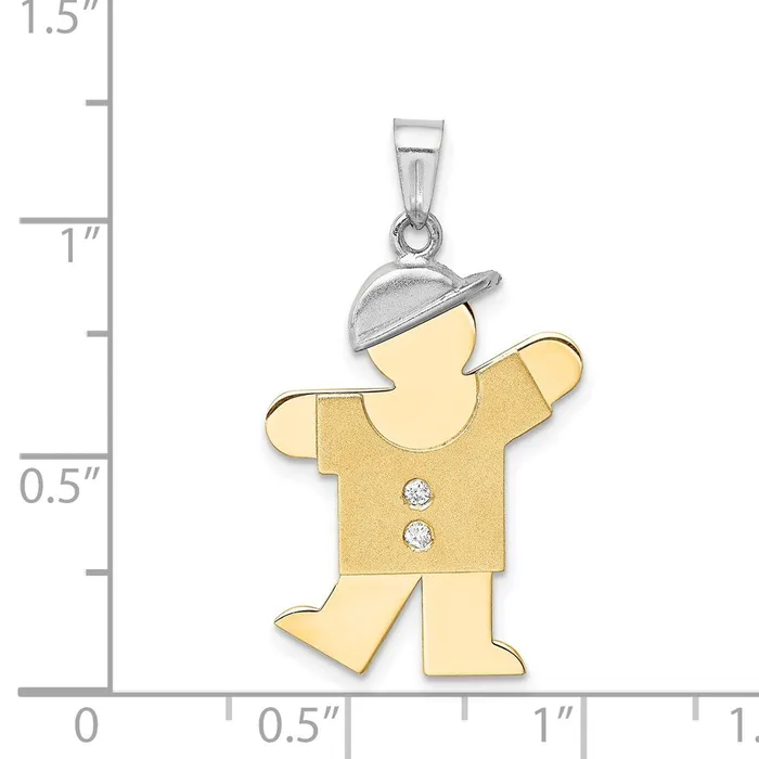 14k Two tone AAA Diamond kid pendant Goldiacom Rings
