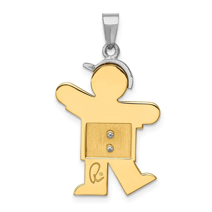 14k Two tone AAA Diamond kid pendant Goldiacom Rings