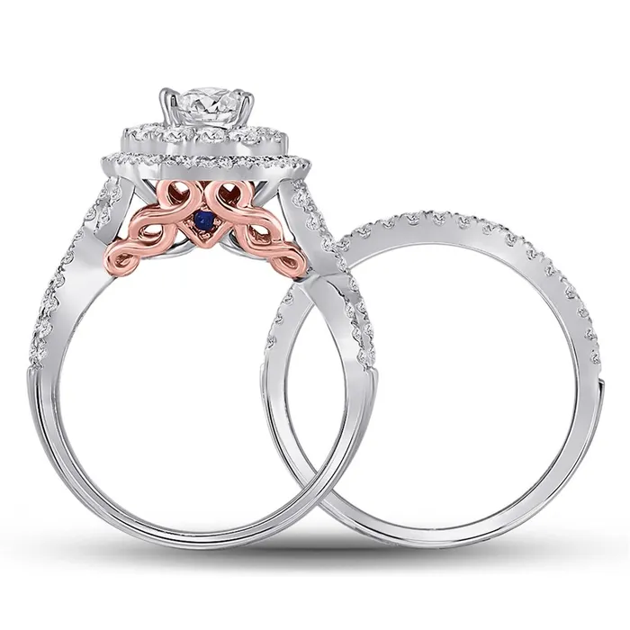 14k Twotone Gold Round Diamond Bridal Wedding Ring Set 2 Cttw Certified gndatlanta Rings 14k Twotone Gold Round Diamond Bridal Wedding Ring Set 2 Cttw Certified gndatlanta Rings