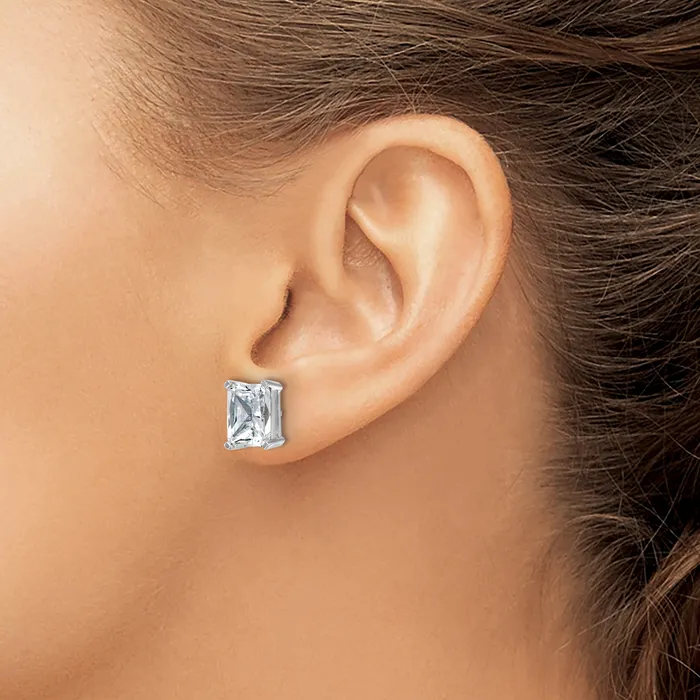 14k White Gold 6 ctw Certified Lab Grown Diamond VSSI G Radiant 4 Prong Heavy Wt Stud Earrings Goldia Earrings