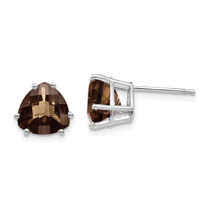 14k White Gold 8mm Trillion CheckerCut Smok Yellow Gold Quartz Earrings Goldia Earrings 14k White Gold 8mm Trillion CheckerCut Smok Yellow Gold Quartz Earrings Goldia Earrings