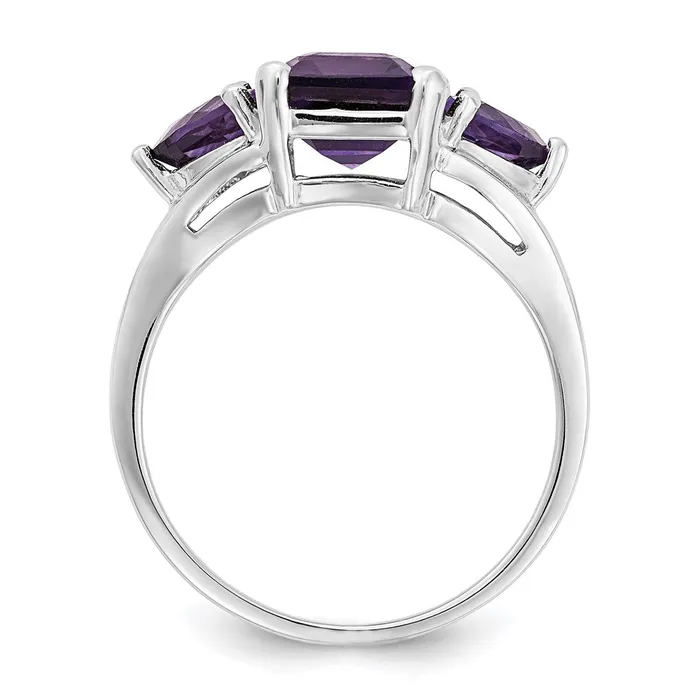 14k White Gold Amethyst 3Stone Ring Goldia Rings