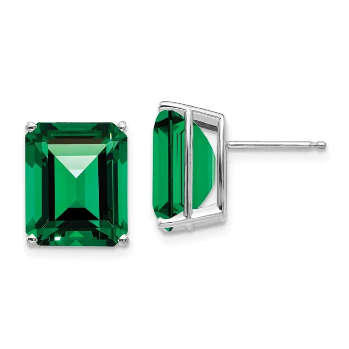 14k White Gold Mount St Helens Emerald Stud Earrings Goldia Earrings
