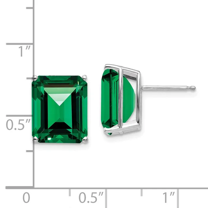 14k White Gold Mount St Helens Emerald Stud Earrings Goldia Earrings