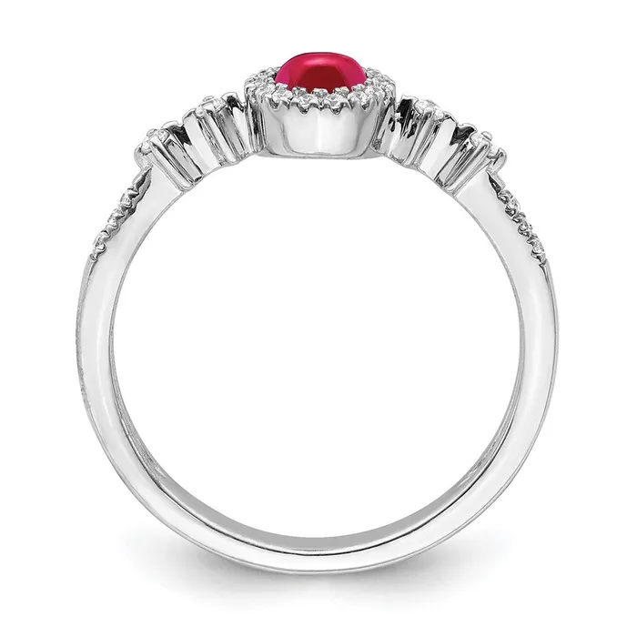 14k White Gold Real Diamond and Cabochon Ruby Halo Ring Goldiacom Rings