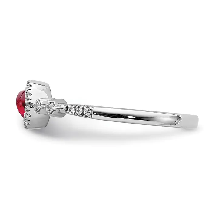 14k White Gold Real Diamond and Cabochon Ruby Halo Ring Goldiacom Rings